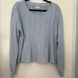 Pilcro Blue Ribbed Sweatshirt with Crew Neck